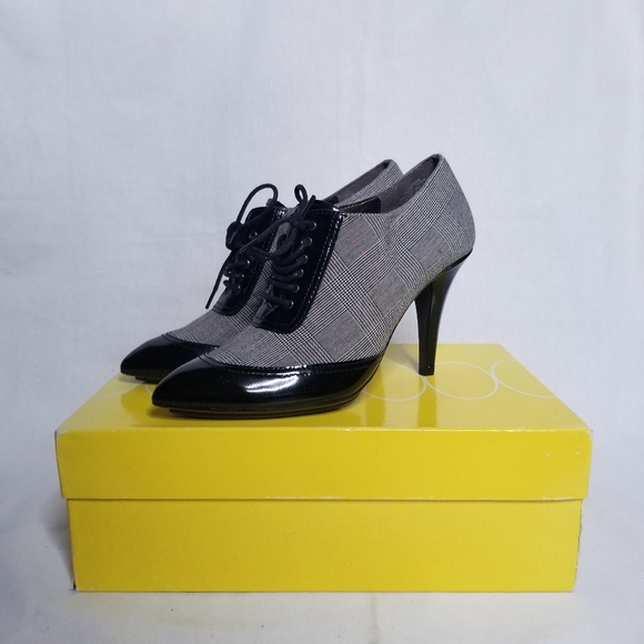 Circa Joan & David Cjcanna Black Plaid Booties Vintage Retro - Picture 3 of 6